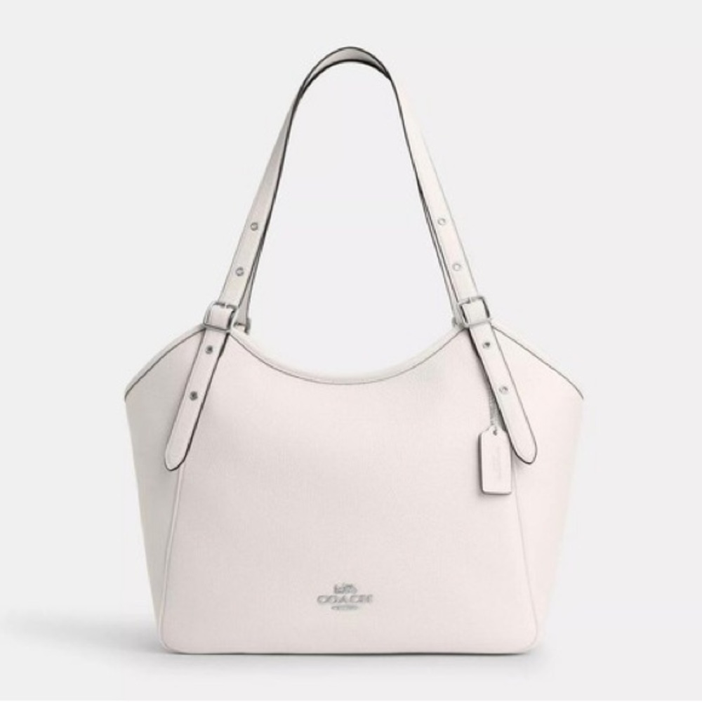 $478 Coach Meadow Shoulder Bag Refined Pebble Leather in Chalk Beige